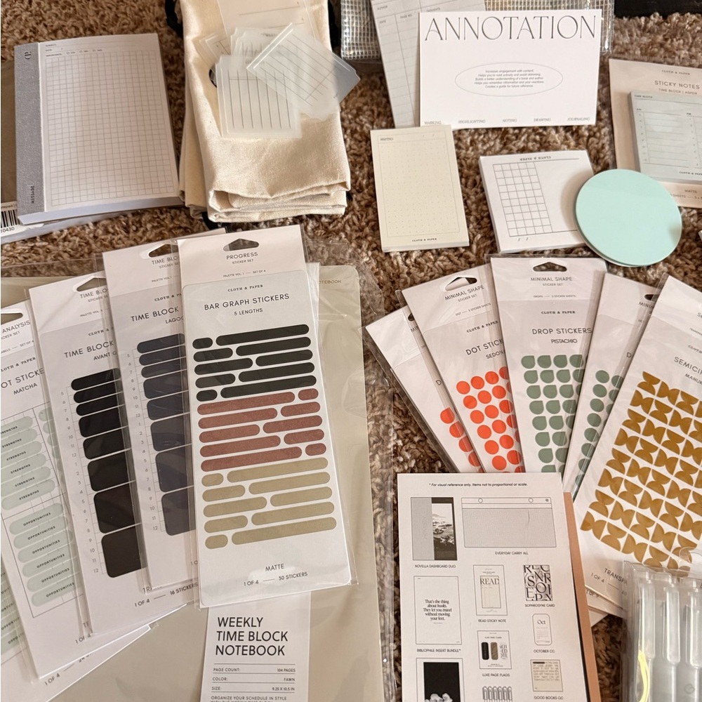 Cloth and Paper Assorted Planner Stickers, Annotation set and Notebooks - Picture 3 of 8